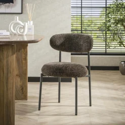 Chaise marron moderne en velours tissé (lot de 2) CREEK