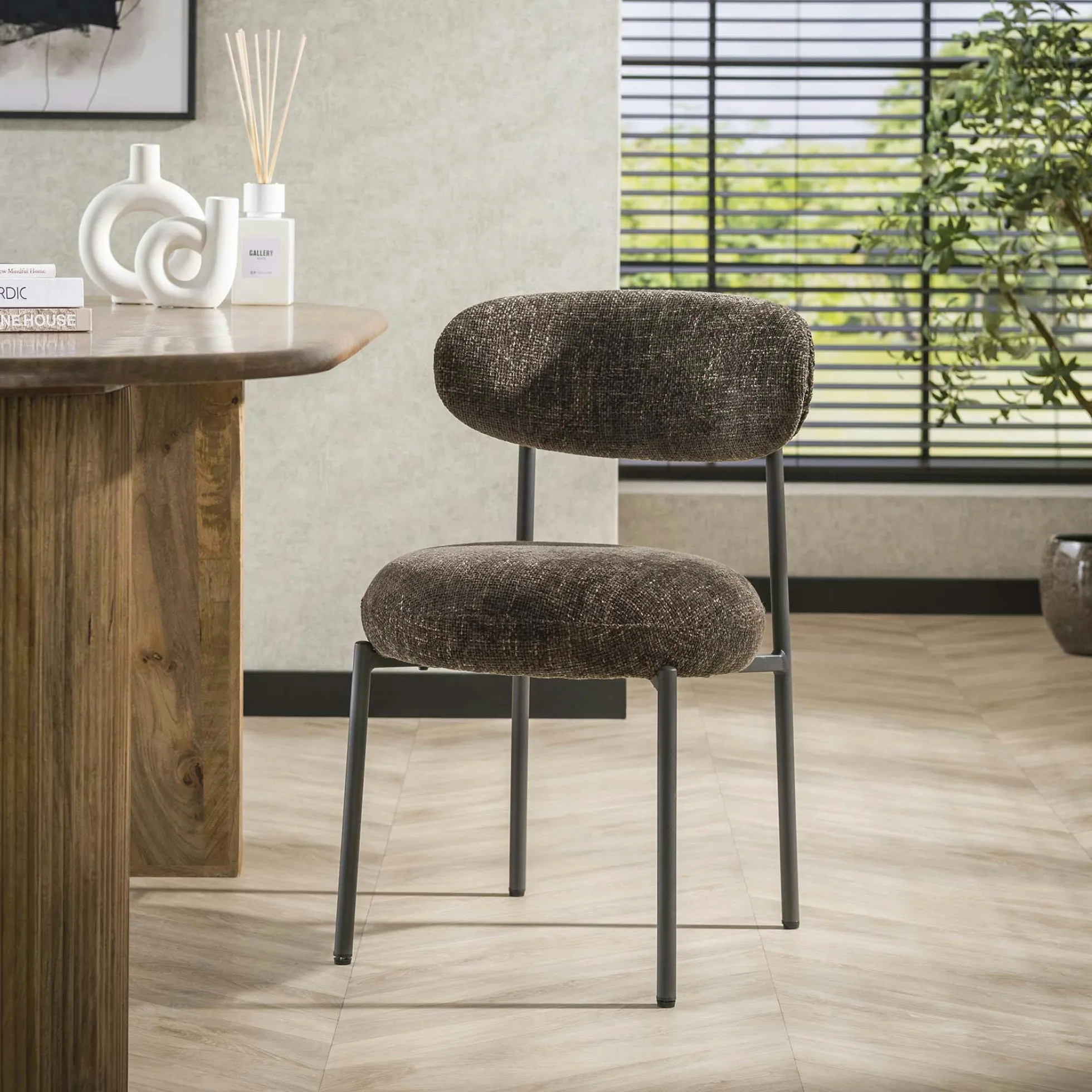 Chaise marron moderne en velours tissé (lot de 2) CREEK