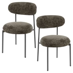 Chaise marron moderne en velours tissé (lot de 2) CREEK