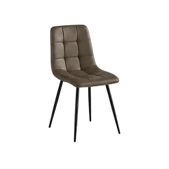 Chaise marron motif damier pieds bronze (x2) LORA