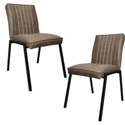 Chaise marron rembourrée à bandes (lot de 2) CORTINA