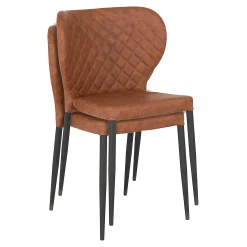 Chaise marron vintage à surpiqûres (lot de 2) TORANO