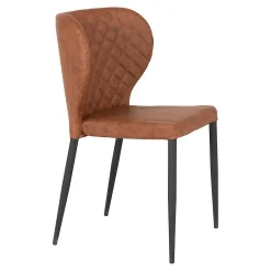 Chaise marron vintage à surpiqûres (lot de 2) TORANO