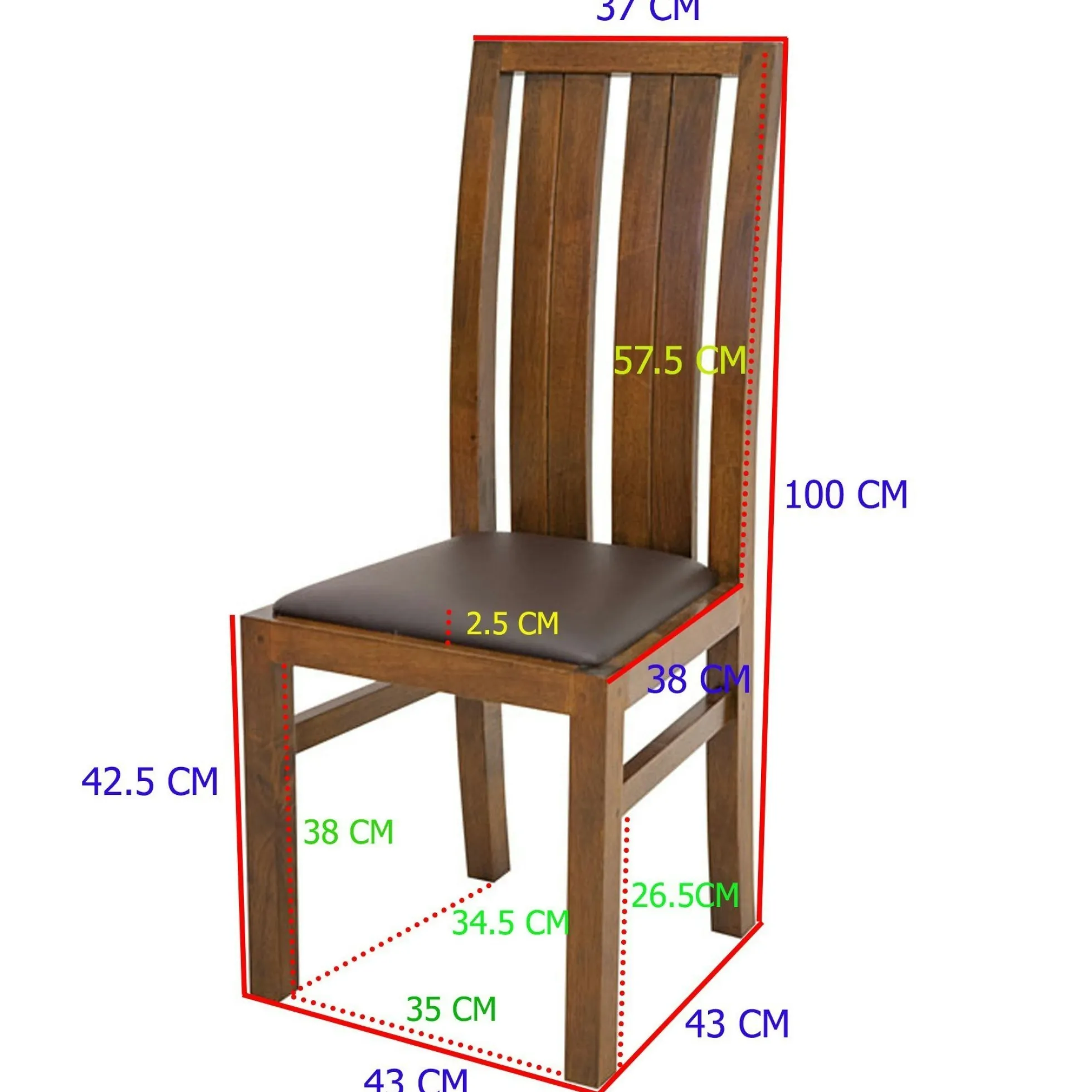 Chaise moderne bois et assise marron ATTAN