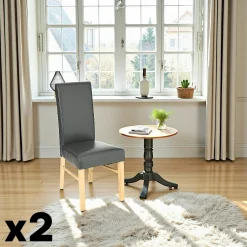 Chaise moderne grise avec pieds bois (lot de 2)
