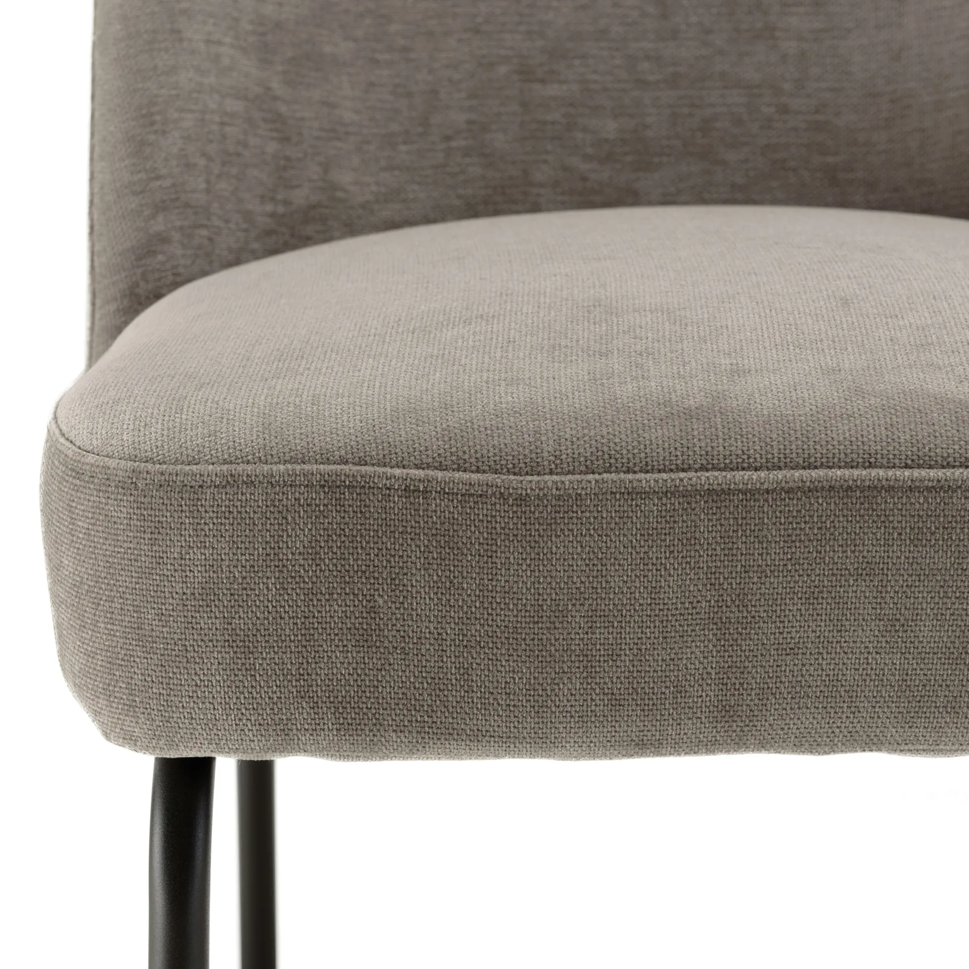 Chaise moderne tissu couleur lin pieds métal noir (lot de 2) TIM