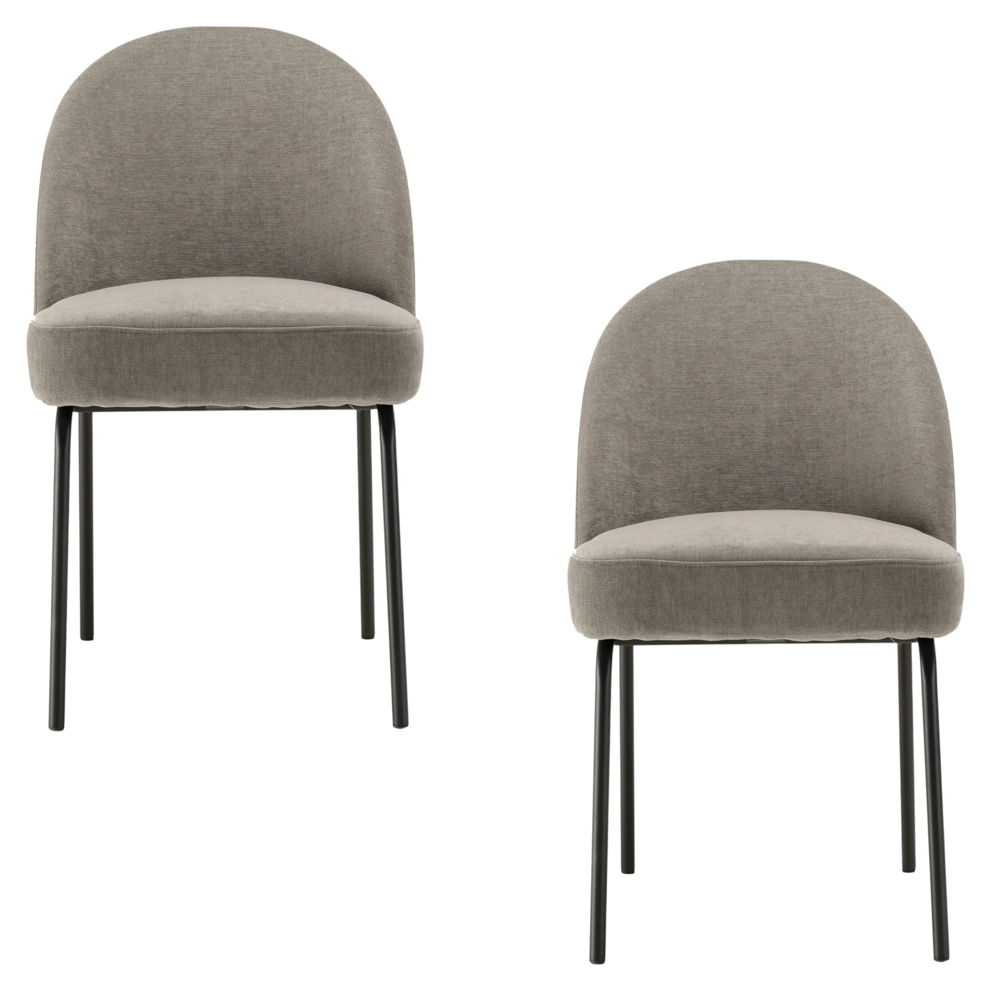 Chaise moderne tissu couleur lin pieds métal noir (lot de 2) TIM