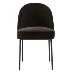 Chaise moderne tissu noir pieds métal (lot de 2) TIM