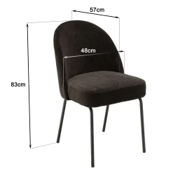 Chaise moderne tissu noir pieds métal (lot de 2) TIM