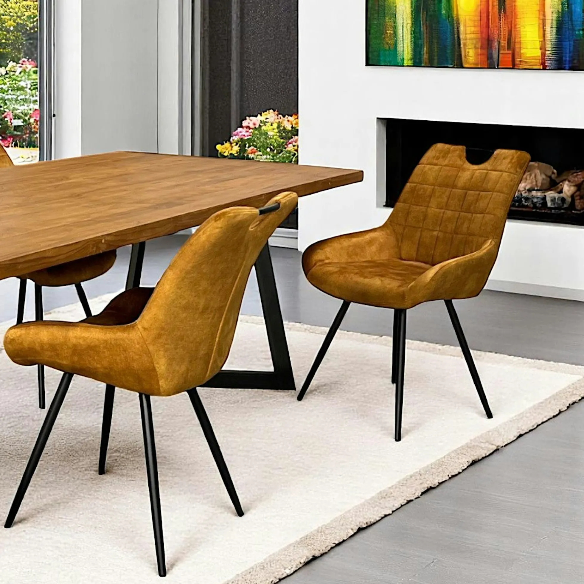 Chaise moutarde avec poignée (lot de 2) MALMOE