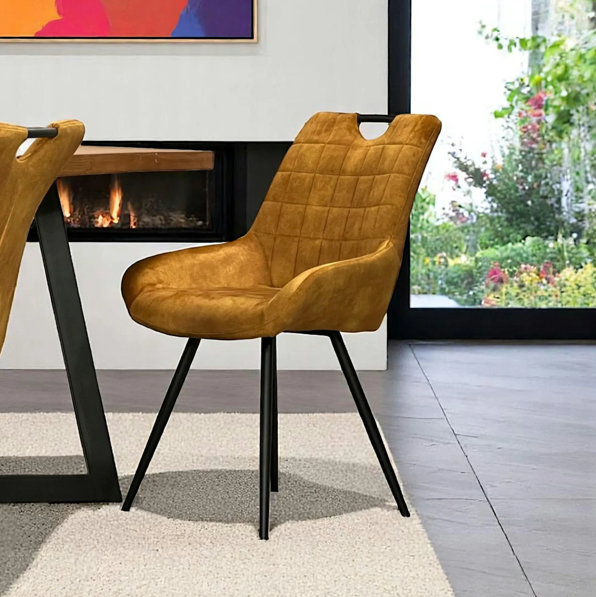Chaise moutarde avec poignée (lot de 2) MALMOE