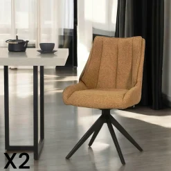 Chaise moutarde pivotante en velours texturé (lot de 2) IENA