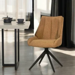 Chaise moutarde pivotante en velours texturé (lot de 2) IENA