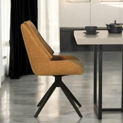 Chaise moutarde pivotante en velours texturé (lot de 2) IENA