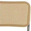 Chaise métal chromé assise velours taupe dossier rotin (lot de 2) LOANO