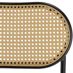 Chaise métal dossier cannage ovale assise velours noir (lot de 2) LOANO