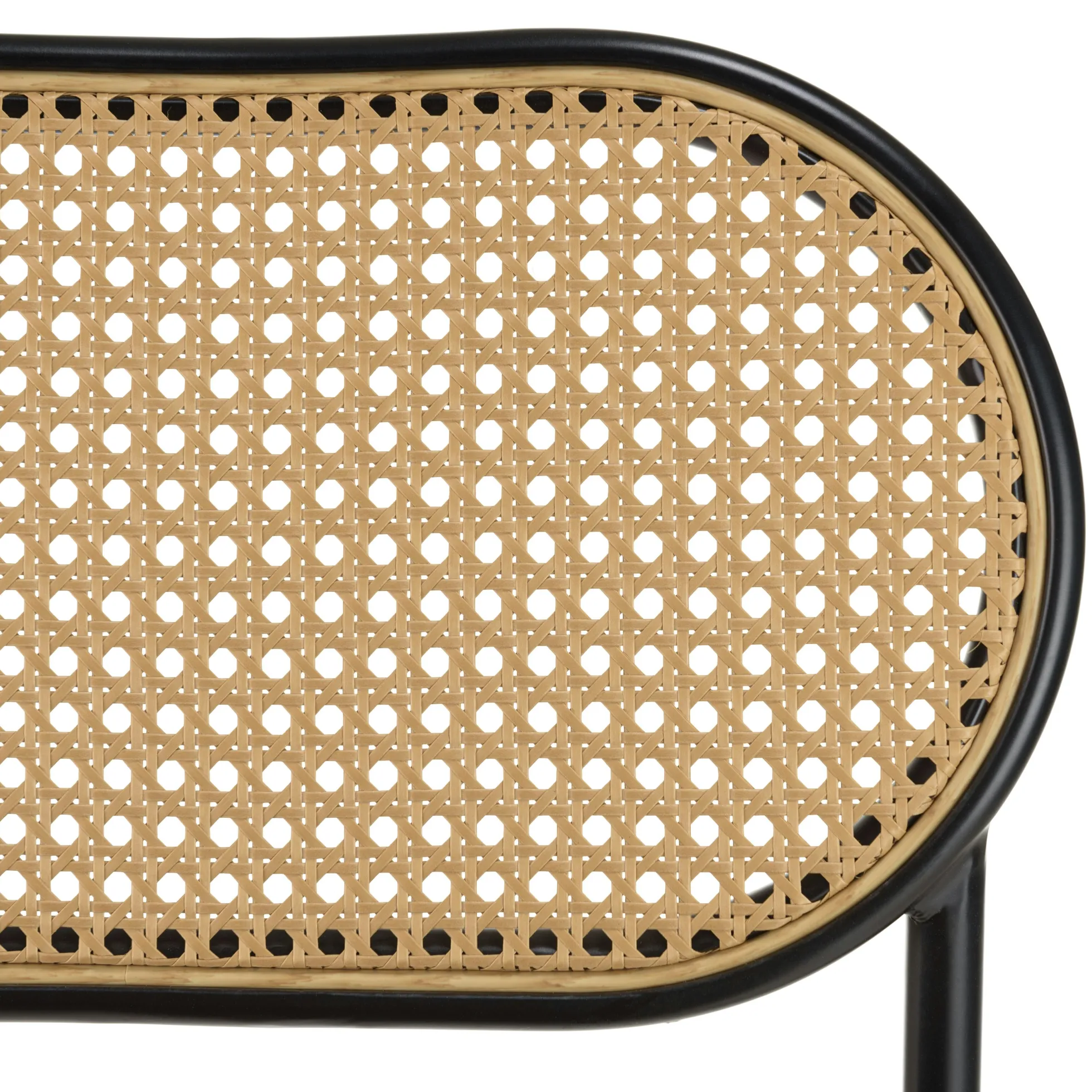 Chaise métal dossier cannage ovale assise velours noir (lot de 2) LOANO