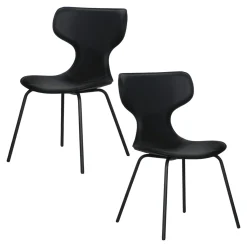 Chaise noire avec dossier en T, revêtement nettoyable (lot de 2) LOMBARDIE