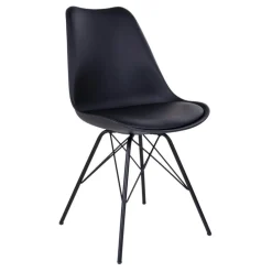 Chaise noire basique avec pieds métal (lot de 2) LOTA