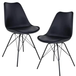 Chaise noire basique avec pieds métal (lot de 2) LOTA