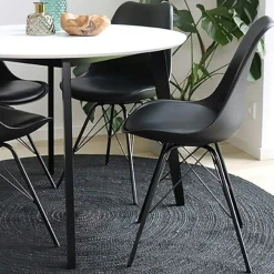 Chaise noire basique avec pieds métal (lot de 2) LOTA