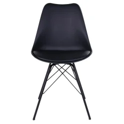 Chaise noire basique avec pieds métal (lot de 2) LOTA