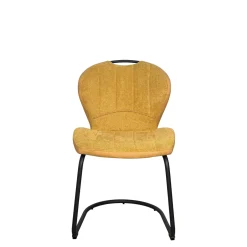 Chaise pied luge bi-matière en tissu moutarde (lot de 2) LIGURIE