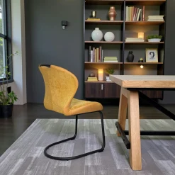 Chaise pied luge bi-matière en tissu moutarde (lot de 2) LIGURIE