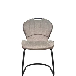 Chaise pied luge bi-matière en tissu beige (lot de 2) LIGURIE