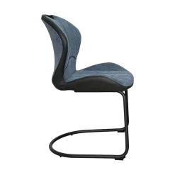 Chaise pied luge bi-matière en tissu bleu (lot de 2) LIGURIE