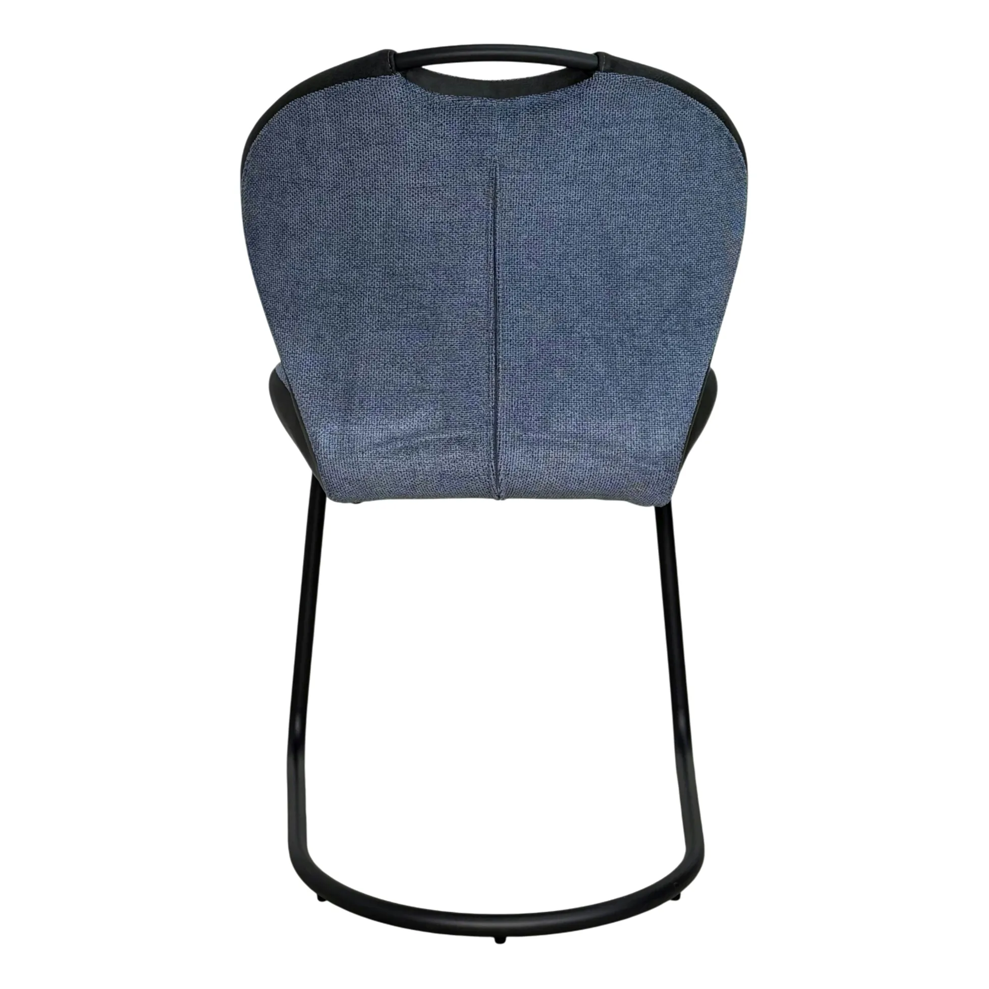 Chaise pied luge bi-matière en tissu bleu (lot de 2) LIGURIE