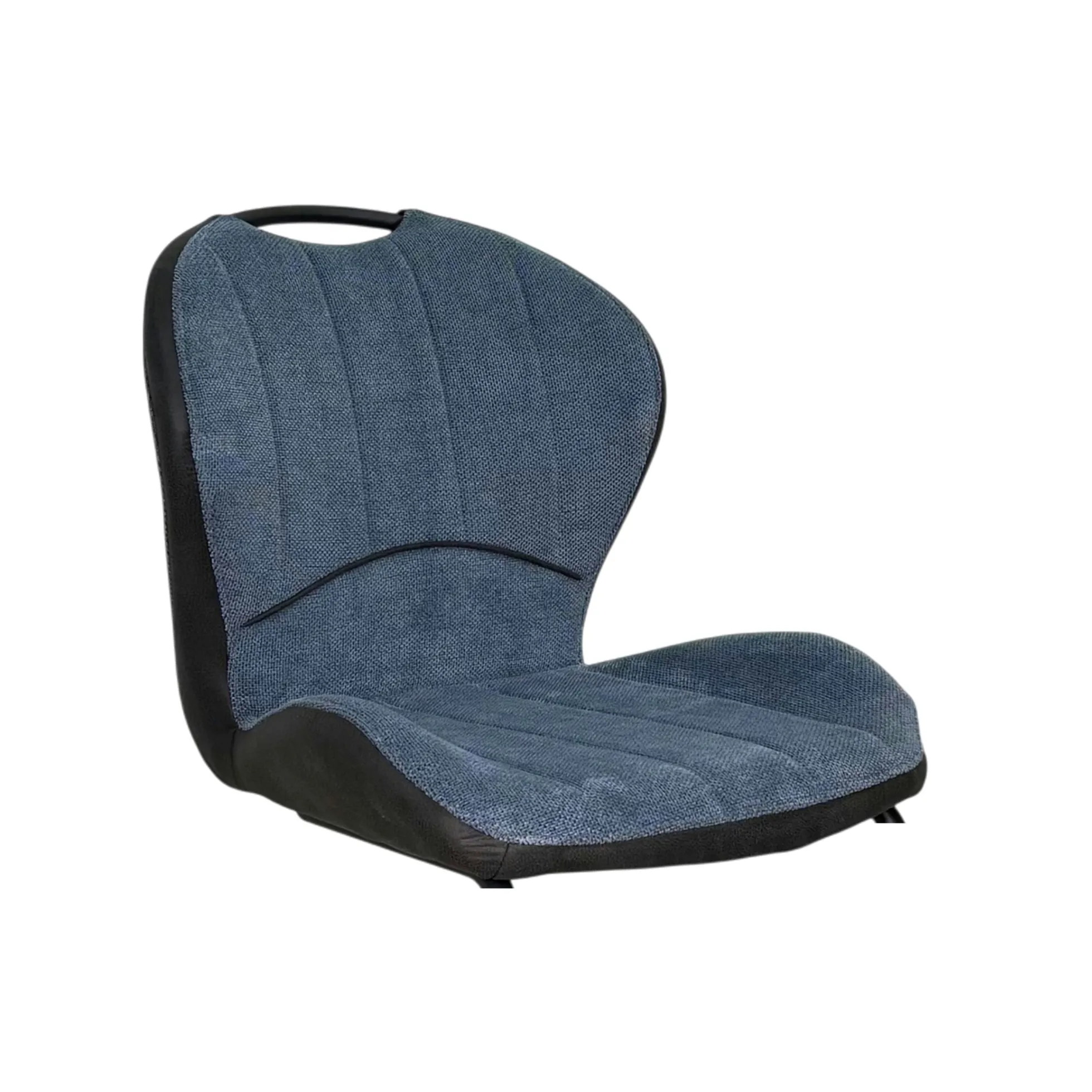 Chaise pied luge bi-matière en tissu bleu (lot de 2) LIGURIE