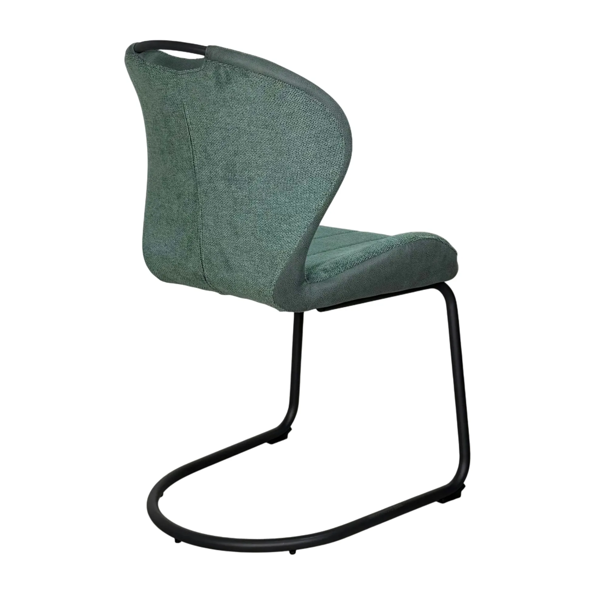 Chaise pied luge bi-matière en tissu vert (lot de 2) LIGURIE