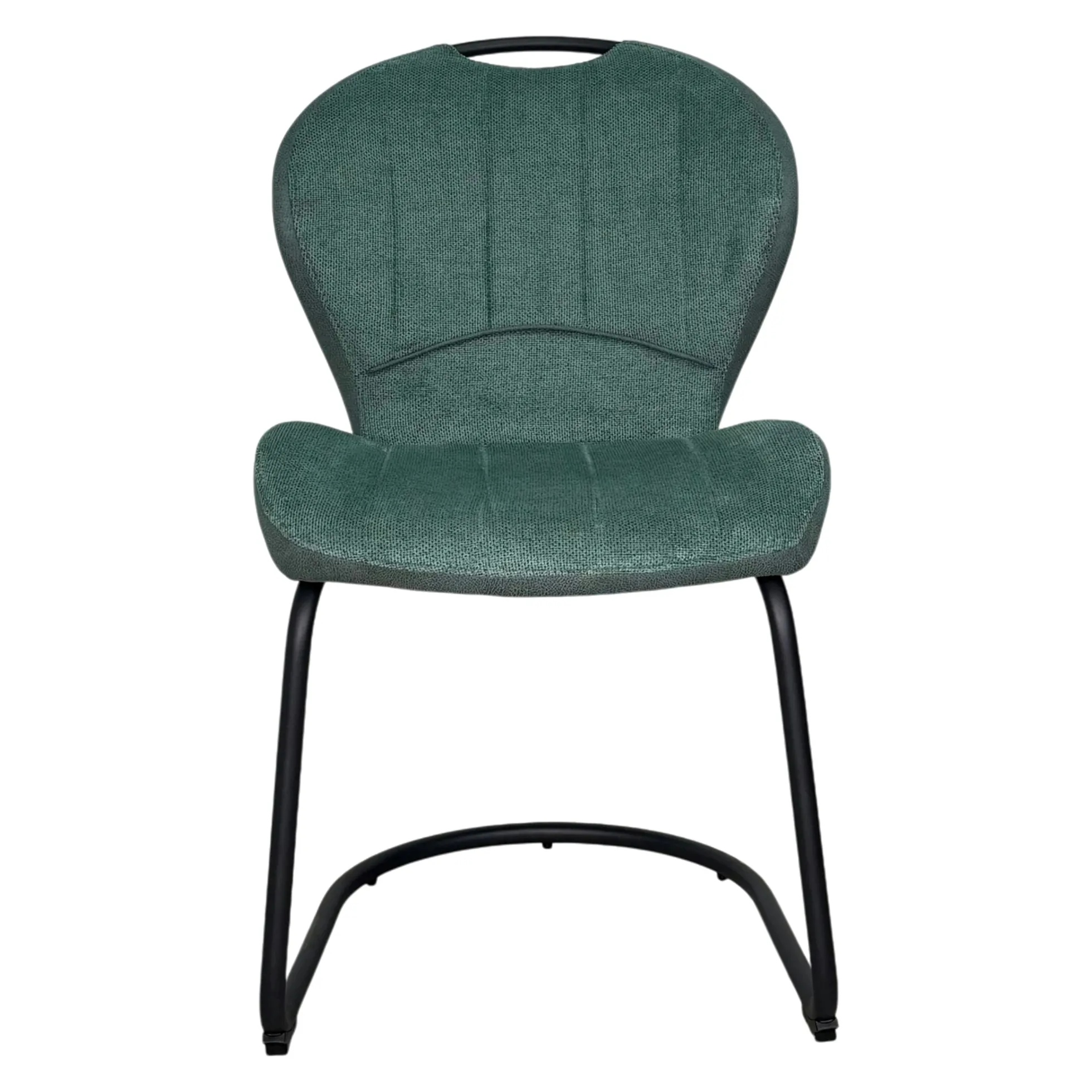 Chaise pied luge bi-matière en tissu vert (lot de 2) LIGURIE