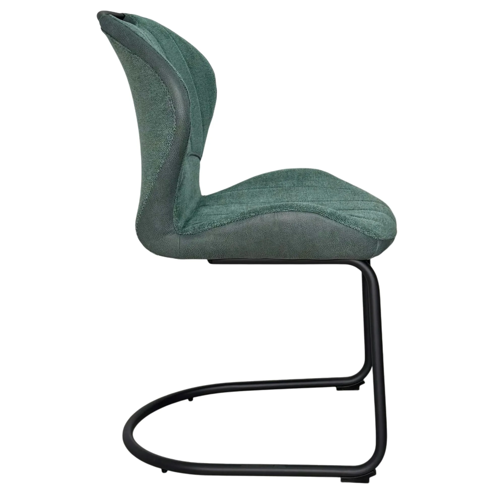 Chaise pied luge bi-matière en tissu vert (lot de 2) LIGURIE