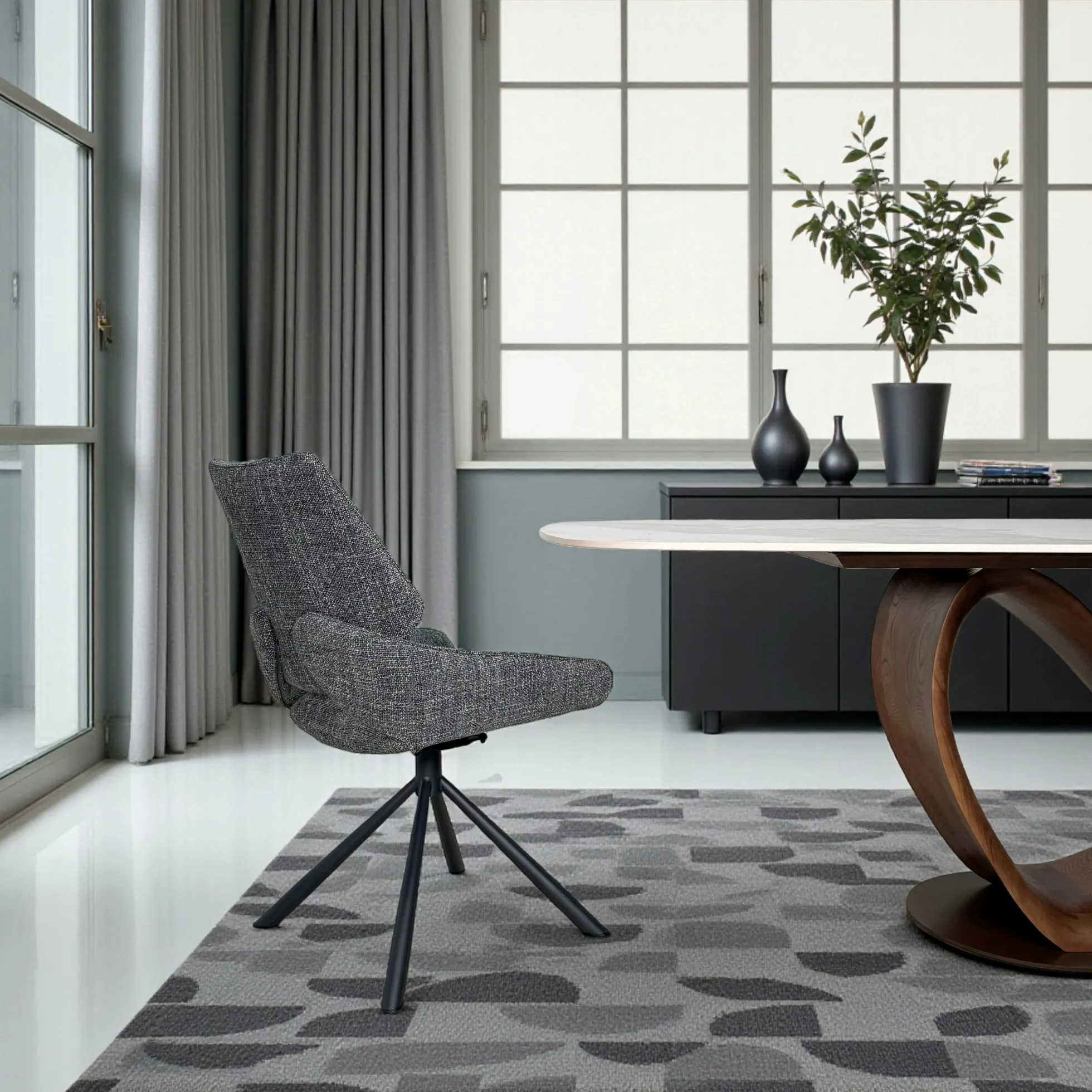Chaise pivotante anthracite assise baquet (lot de 2) LIGURIE