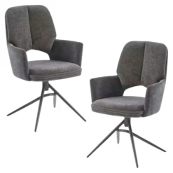 Chaise pivotante anthracite double coussinage (lot de 2) LIGURIE