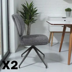 Chaise pivotante anthracite dossier double (lot de 2) LIGURIE