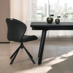 Chaise pivotante anthracite avec dossier courbe, (lot de 2) LOMBARDIE