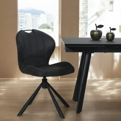 Chaise pivotante anthracite avec dossier courbe, (lot de 2) LOMBARDIE