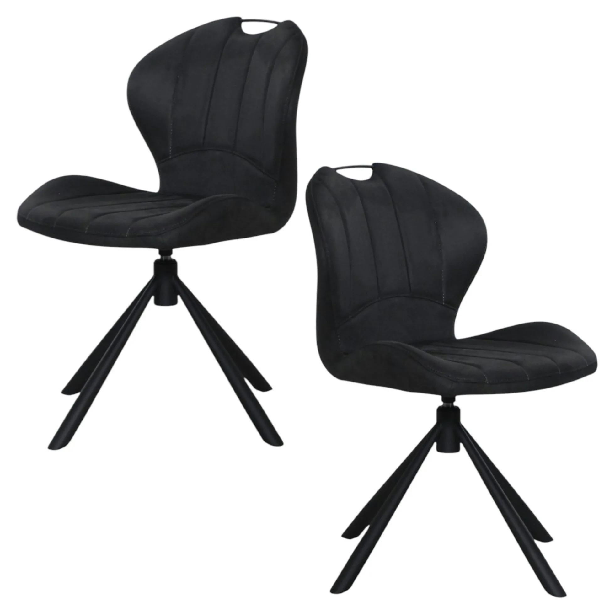Chaise pivotante anthracite avec dossier courbe, (lot de 2) LOMBARDIE