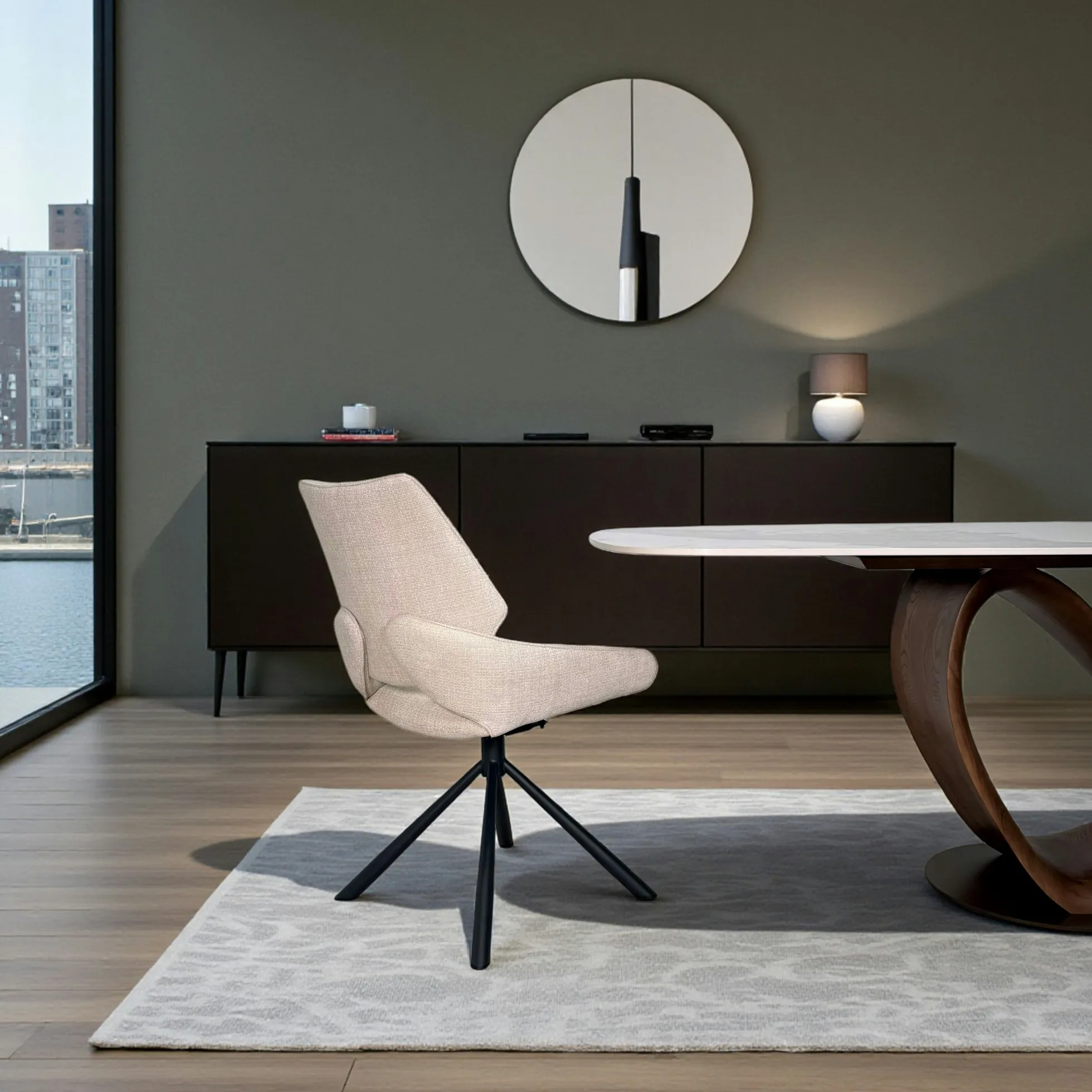 Chaise pivotante beige assise baquet (lot de 2) LIGURIE