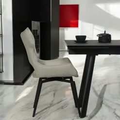 Chaise pivotante beige bi-matière, dossier en T (lot de 2) LOMBARDIE