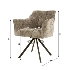 Chaise pivotante beige chaud pied bronze (lot de 2) MELBOURNE