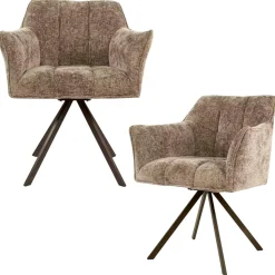 Chaise pivotante beige chaud pied bronze (lot de 2) MELBOURNE