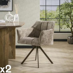 Chaise pivotante beige chaud pied bronze (lot de 2) MELBOURNE