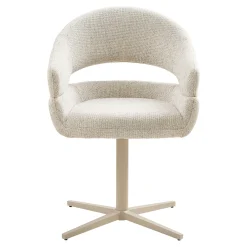 Chaise pivotante beige chiné design avec pied gris (lot de 2) MONTREUX