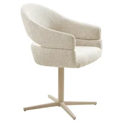 Chaise pivotante beige chiné design avec pied gris (lot de 2) MONTREUX