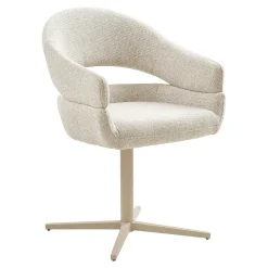 Chaise pivotante beige chiné design avec pied gris (lot de 2) MONTREUX