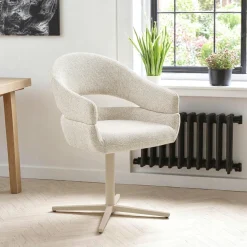 Chaise pivotante beige chiné design avec pied gris (lot de 2) MONTREUX
